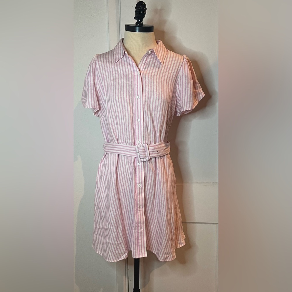 Alexis X Target linen blend pink pinstriped dress